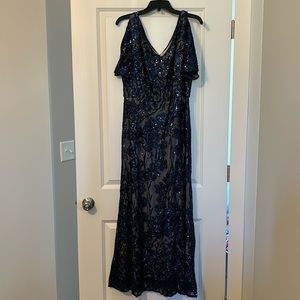 Alex Evenings Navy Sequin Gown